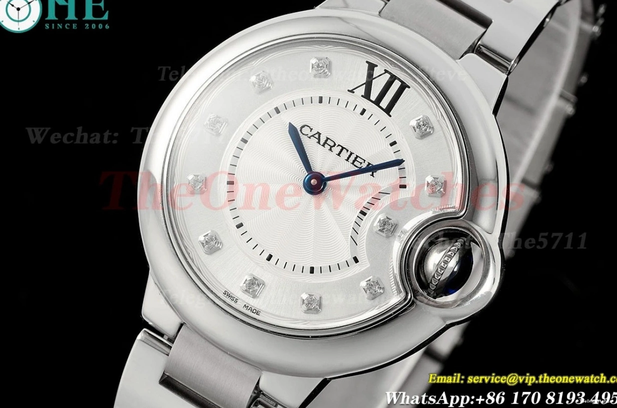 De AF 33mm Ballon White Dia Quartz Cartier SS SS Bleu 0414